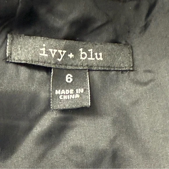 Ivy + Blu Fit & Flare Pleated Cocktail Party Dress, Black/White Polk a Dot, Sz 6 - Picture 3 of 6